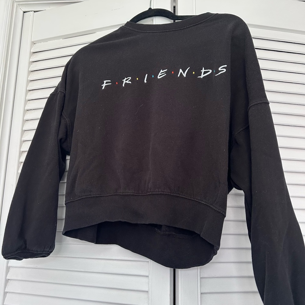 H&M Black 'FRIENDS' Logo Sweatshirt with Colored Dot Accents